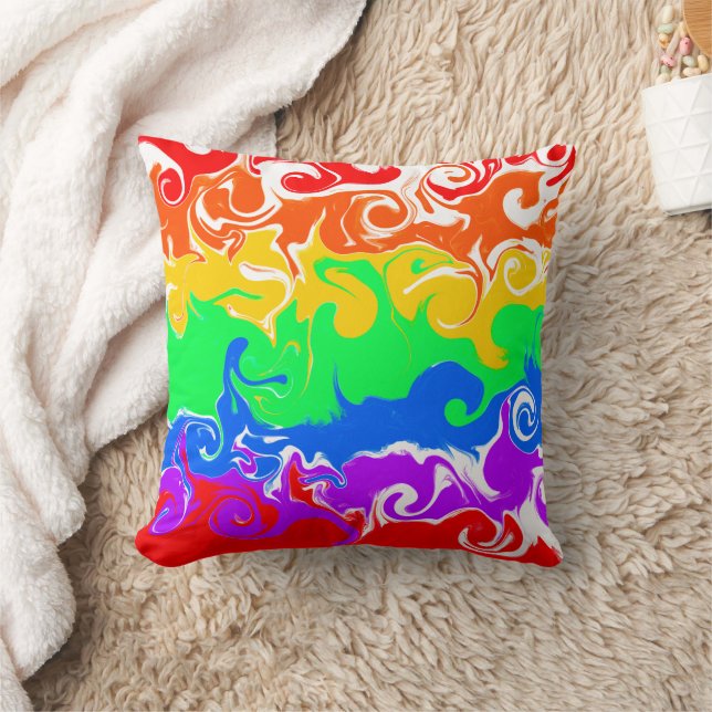Rainbow Basic Colours Fluid Art Cushion (Blanket)