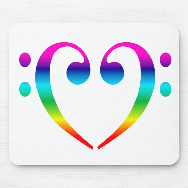 Rainbow Bass Clef Heart Mouse Pad (Front)