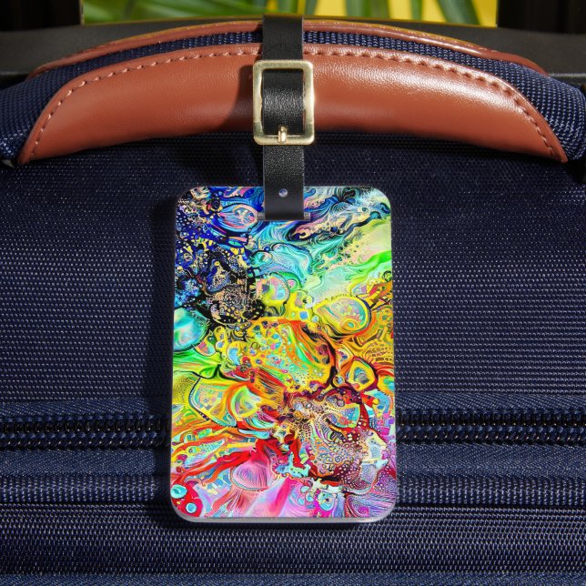 Rainbow BBubbles in Alcohol Ink Luggage Tag (Front Insitu 2)