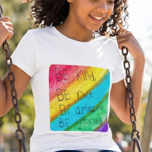 Rainbow BE Kind BE Yourself Inspirational Saying T-Shirt