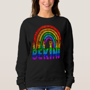 Rainbow Be Kind Sign Language Hand Asl Lgbt Gay Le Sweatshirt