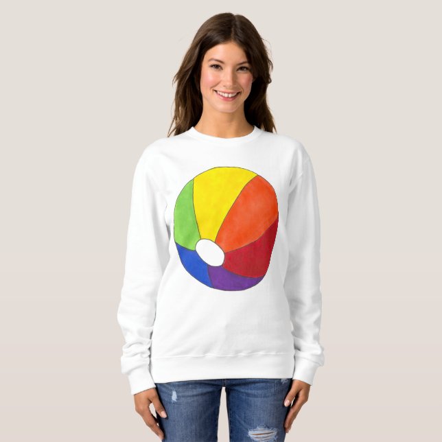 Rainbow Beach Ball Beachball Vacation Summer Fun Sweatshirt (Front Full)