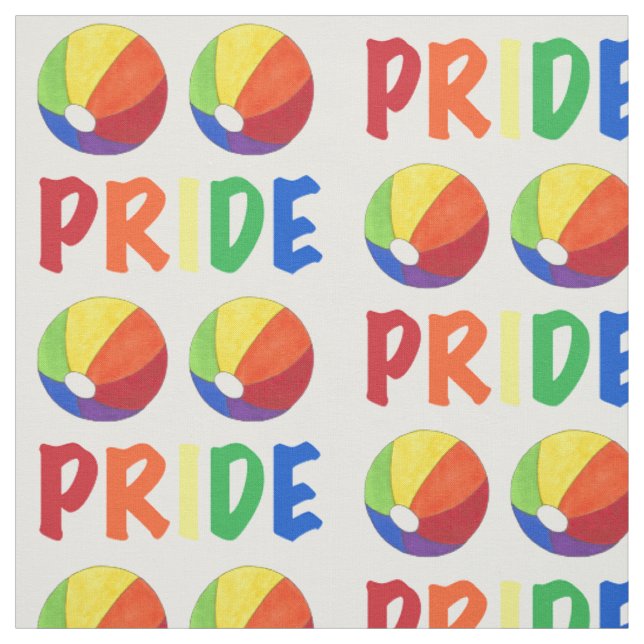 Rainbow Beach Ball Pride Summer Vacation LGBTQ Fabric (Swatch)