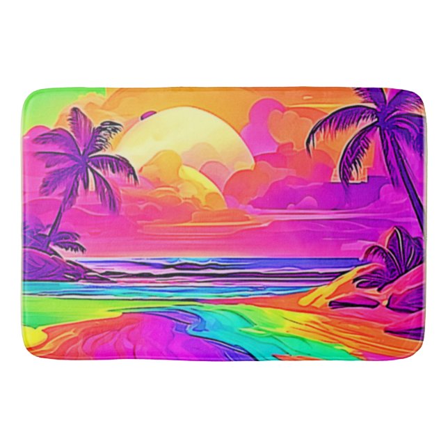 Rainbow Beach: Cartoon Fun Bath Mat (Front)