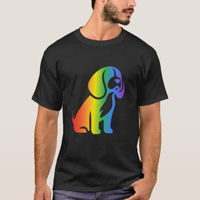 Rainbow Beagle Dog Lover's  T-Shirt (Front)