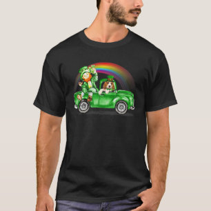 Rainbow Beagle Lover Leprechauns Green Truck Patri T-Shirt