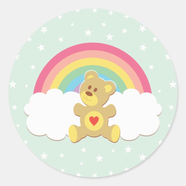 Rainbow Bear Classic Round Sticker (Front)
