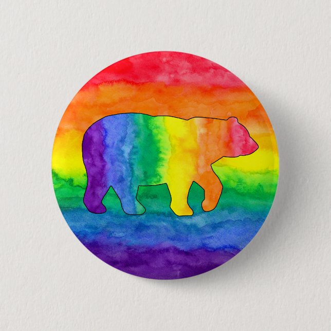 Rainbow Bear on Rainbow Wash Buttons (Front)