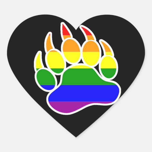 Rainbow Bear Paw Heart shape - Sticker (Front)