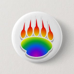 Rainbow Bear Paw Print 6 Cm Round Badge