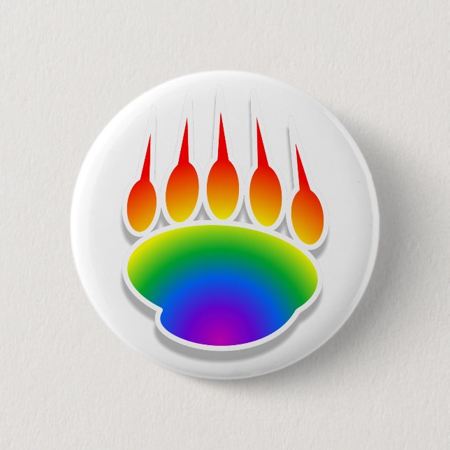 Rainbow Bear Paw Print 6 Cm Round Badge (Front)