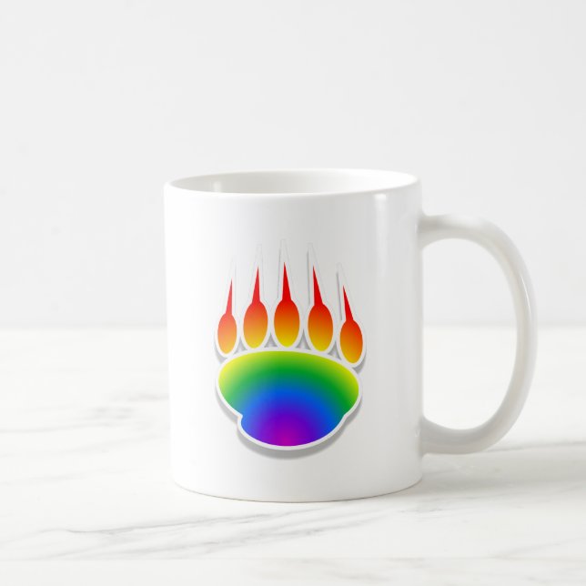 Rainbow Bear Paw Print Coffee Mug (Right)