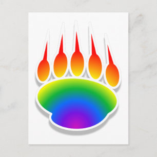 Rainbow Bear Paw Print Postcard