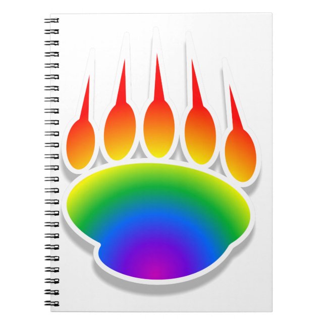 Rainbow Bear Paw Print Spiral Notebook (Front)