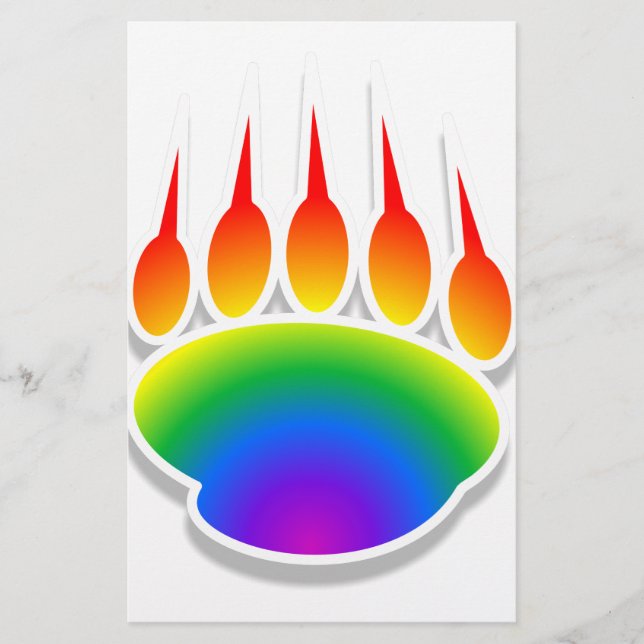 Rainbow Bear Paw Print Stationery (Front)