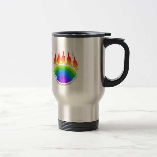 Rainbow Bear Paw Print Travel Mug (Right)