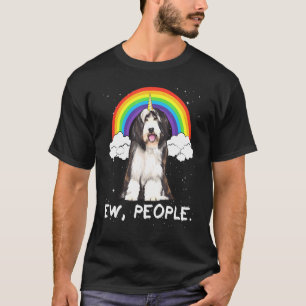 Rainbow Bearded Collie Ew People Unicorn Dog T-Shirt