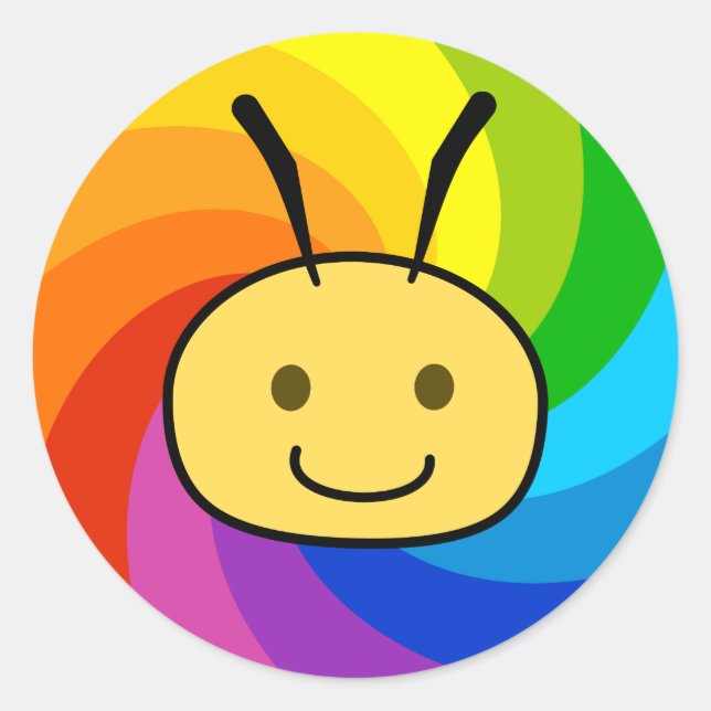 Rainbow Bee Classic Round Sticker (Front)
