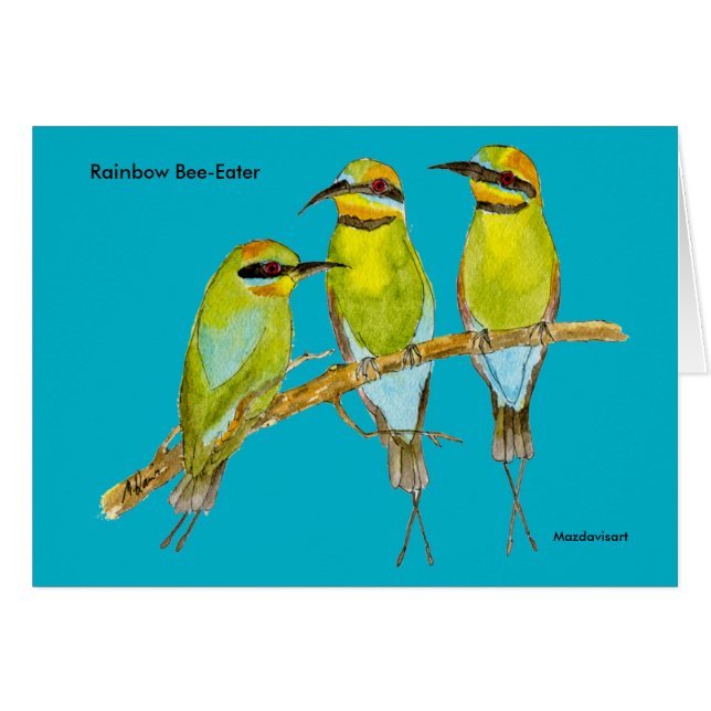 Rainbow Bee-Eater Bird Card (Front Horizontal)