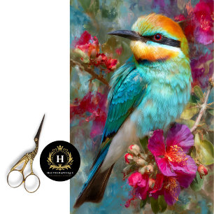 Rainbow Bee-eater Bird Tropical Flowers Decoupage Tissue Paper