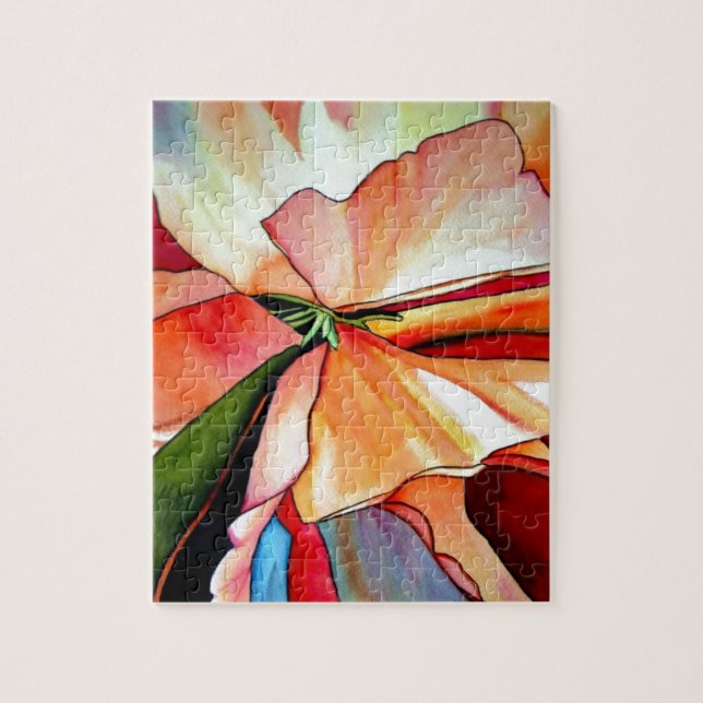 Rainbow Begonia flower watercolour original art Jigsaw Puzzle (Vertical)