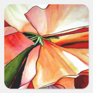 Rainbow Begonia flower watercolour original art Square Sticker