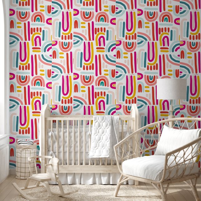 Rainbow Beige Wall Wallpaper – Soft & Modern Kids  (Kids)