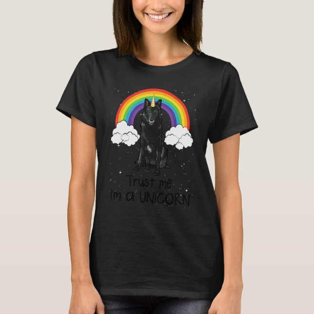 Rainbow Belgian Sheepdog Trust Me I'm A Unicorn Do T-Shirt (Front)