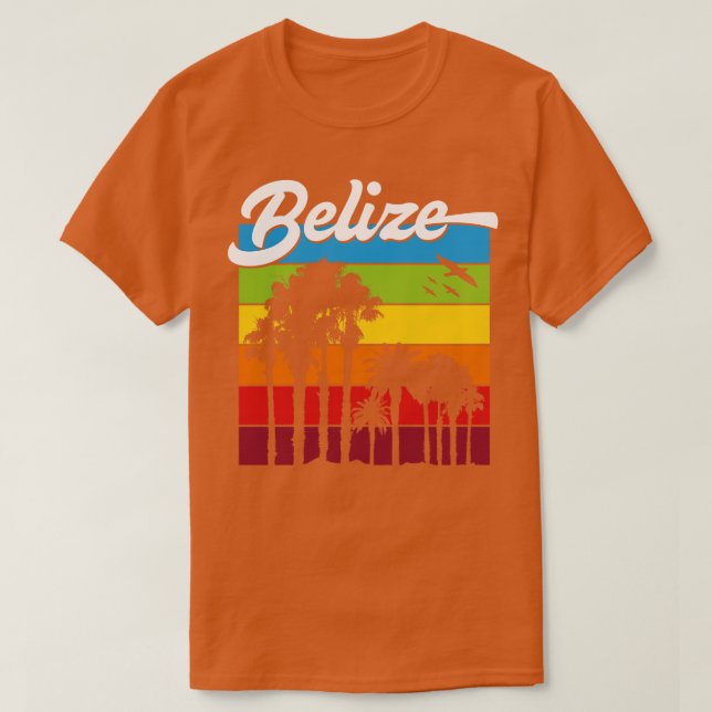 Rainbow Belise Souvenir Palm Trees Tropical Vacati T-Shirt (Design Front)