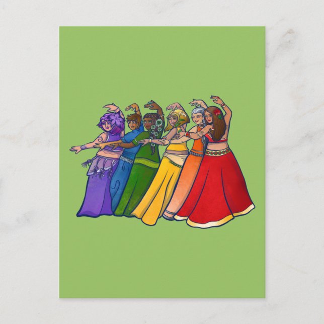 Rainbow Belly Dancer Art Belly Dance  Postcard (Front)