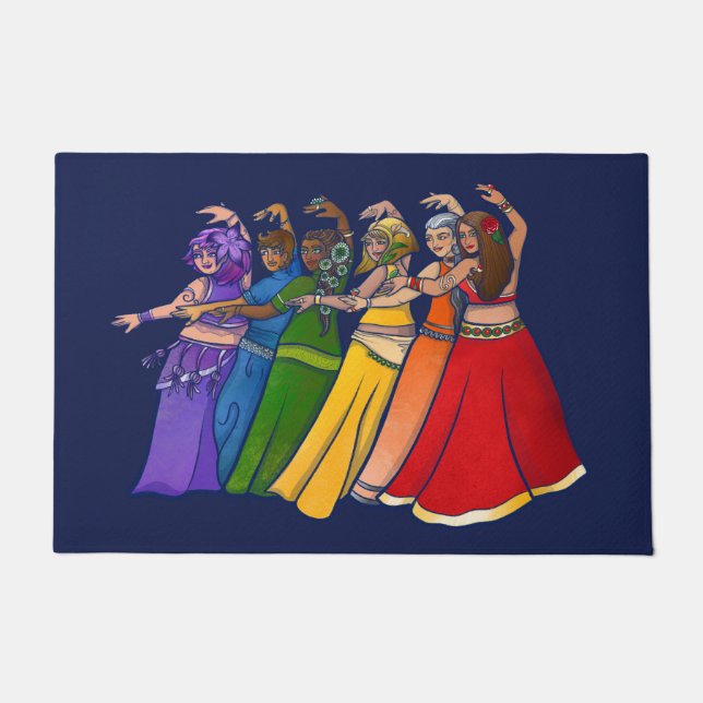 Rainbow Belly Dancer Art Belly Dance Troupe Doormat (Front)