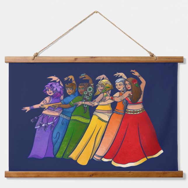 Rainbow Belly Dancer Art Belly Dance Troupe  Hanging Tapestry (Front)