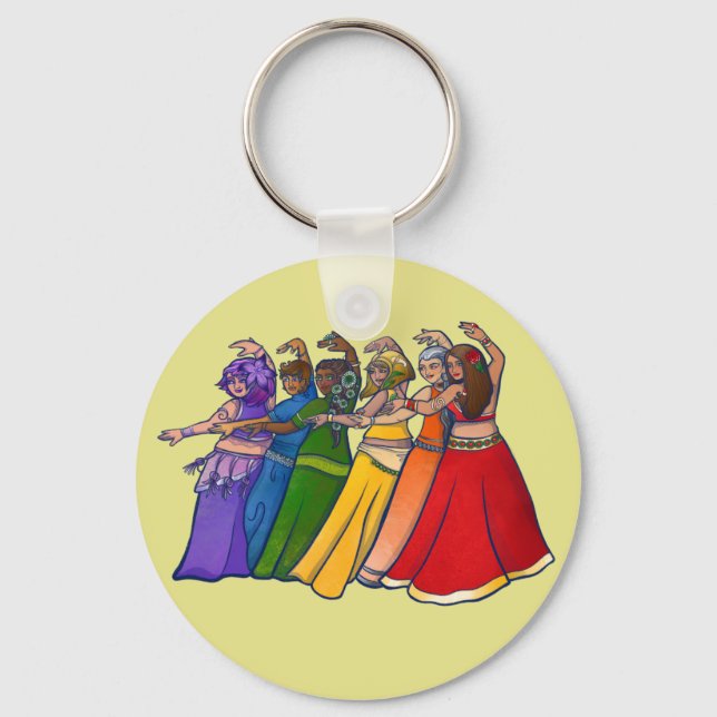 Rainbow Belly Dancer Art Belly Dance Troupe  Key Ring (Front)