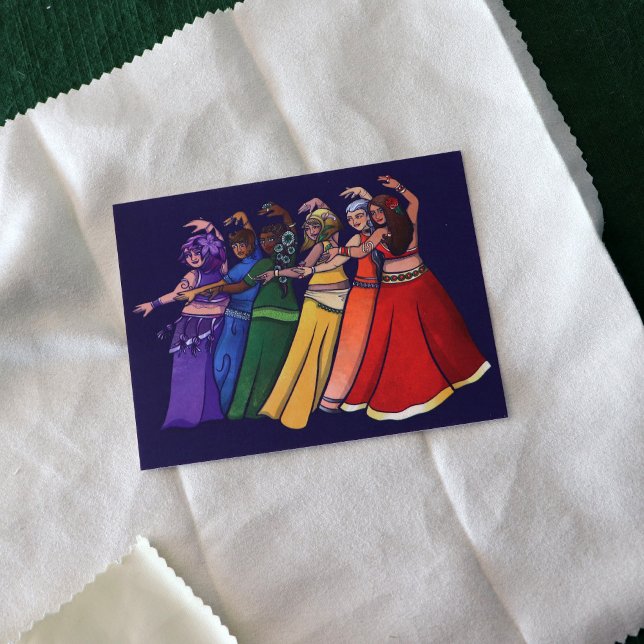 Rainbow Belly Dancer Art Belly Dance Troupe Postcard (Creator Uploaded)