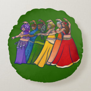 Rainbow Belly Dancer Art Belly Dance Troupe Round Cushion