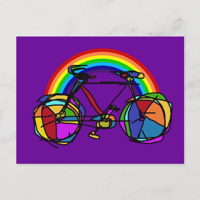rainbow bicycle cool colours postcard (Front)