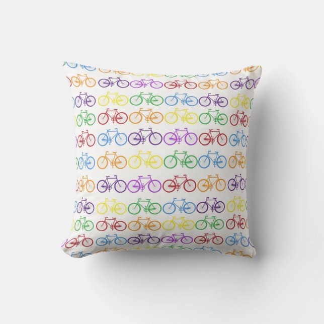 Rainbow Bicycle Cyclist Pillow (Front)