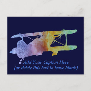 Rainbow Biplane Postcard
