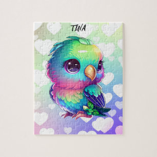 RAINBOW BIRD AND HEARTS JIGSAW PUZZLE