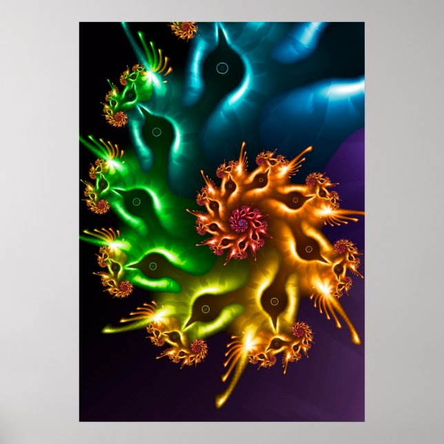 Rainbow Bird Fractal Poster (Front)