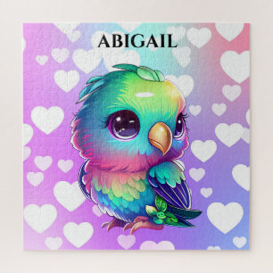 Rainbow Bird & Hearts Jigsaw Puzzle