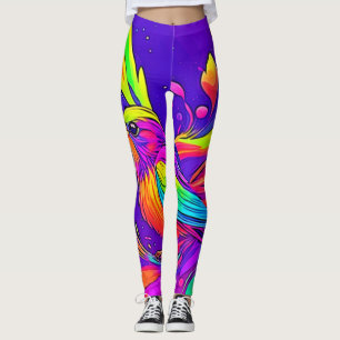 Rainbow Bird in Cartoon Land Leggings