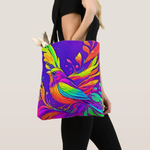 Rainbow Bird in Cartoon Land Tote Bag
