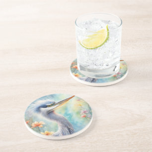 Rainbow Birds Blue Heron 1 Coaster