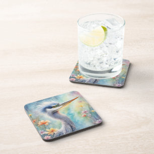 Rainbow Birds Blue Heron 1 Coaster