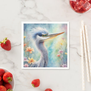 Rainbow Birds Blue Heron 1 Napkin