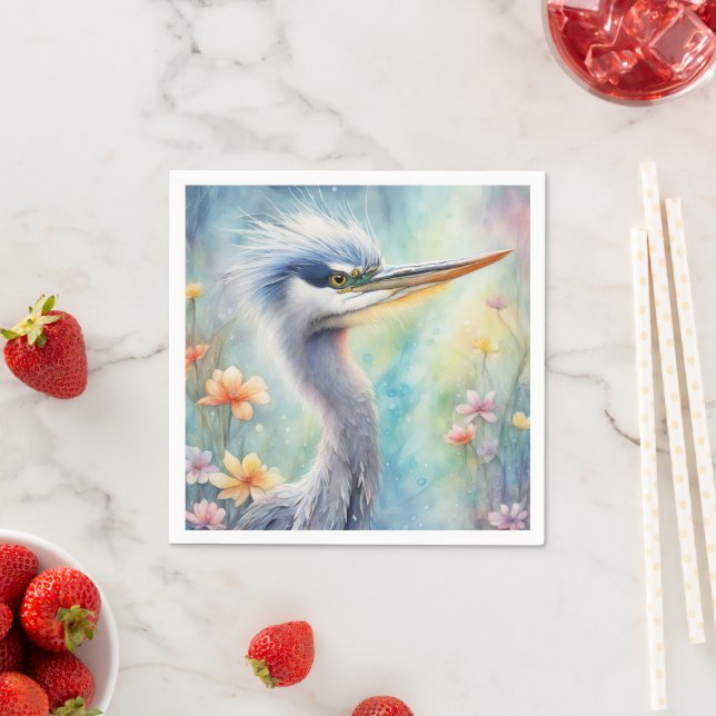 Rainbow Birds Blue Heron 1 Napkin (Insitu)