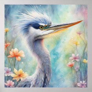 Rainbow Birds Blue Heron 1 Poster