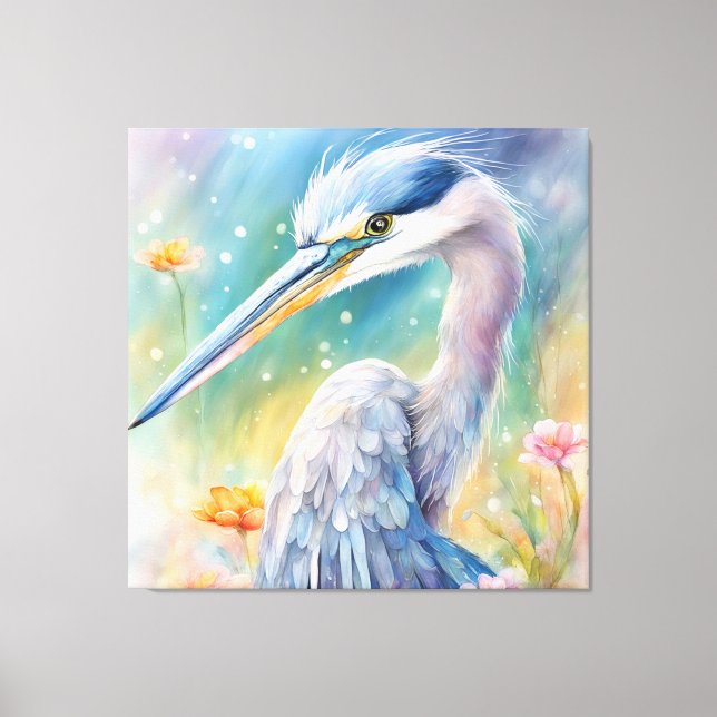 Rainbow Birds Blue Heron 2 Canvas Print (Front)
