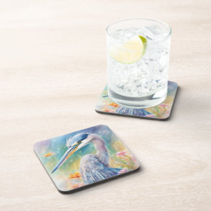 Rainbow Birds Blue Heron 2 Coaster